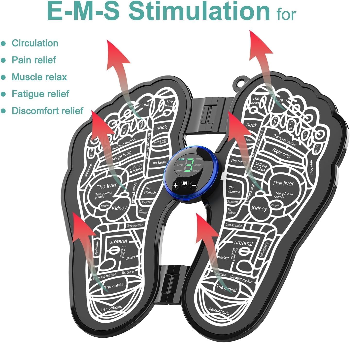 New EMS Foot Massager Mat for Neuropathy - Foot for Pain Plantar Relief,Improve Circulation,Muscle Relaxation,Portable&Rechargeable Feet Heavy PVC Pad with 8 Modes &19 Levels,Black