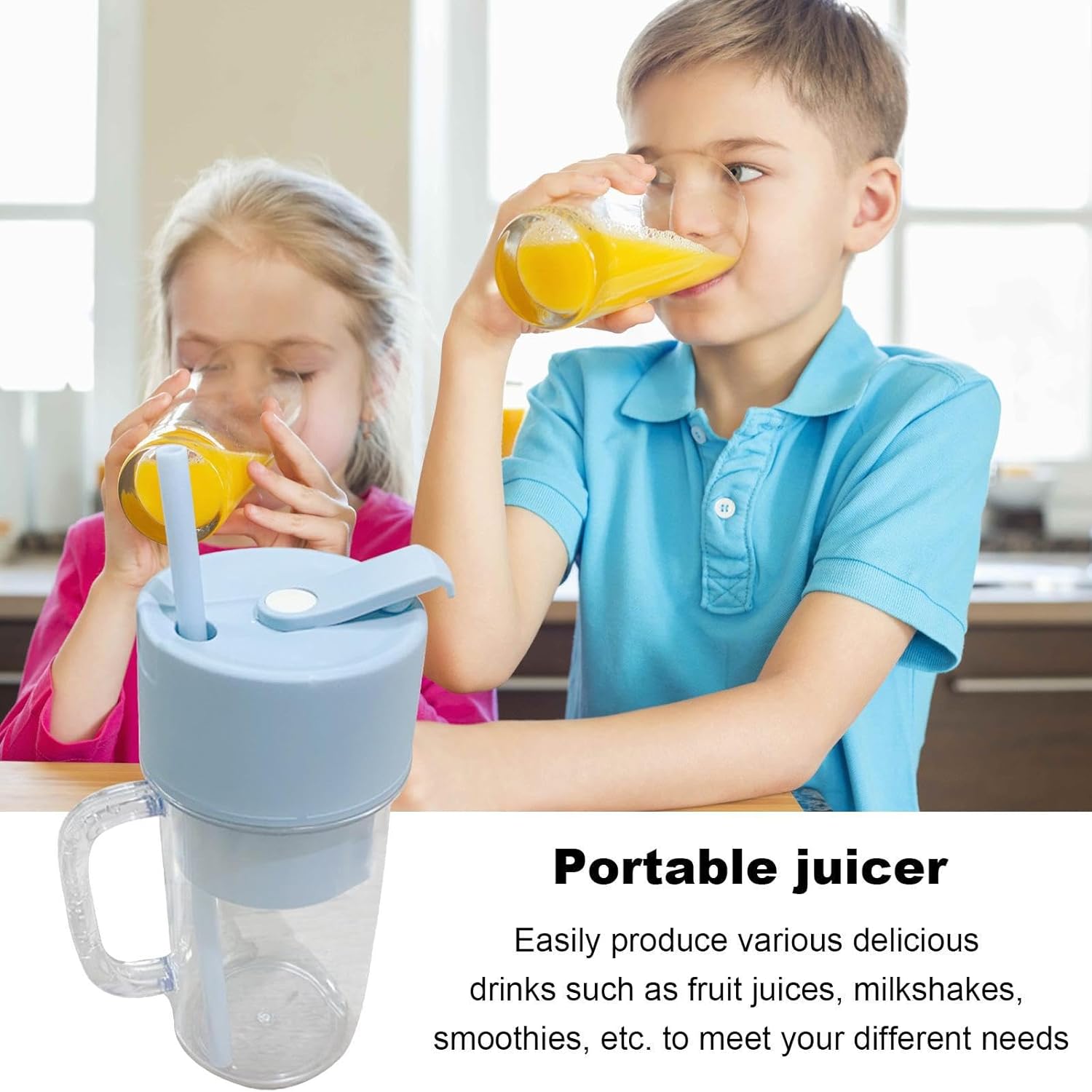 2 In1 Portable Crusher Juicer With Handle & Straw for Smoothie Sipper USB Rechargeable (340 ml) 6 Stainless Steel Blades Compact Juicer Mixer, Juicer Portable Fresh Juice Blender Portable Electric Juicer ( 340 ML ) - Bhavnagar Deodap