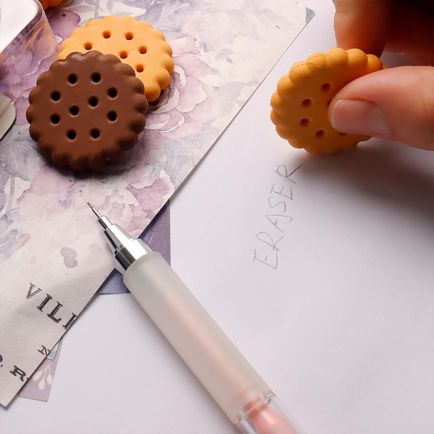 Pack of 6 Erasers Erasers Stationery School Rubber Schools Sketches Office Sign Kid Party Favour Gift Toy Gift Creative Christmas Birthday Gift in Shape Biscuits (6 Pcs Set) - Bhavnagar Deodap