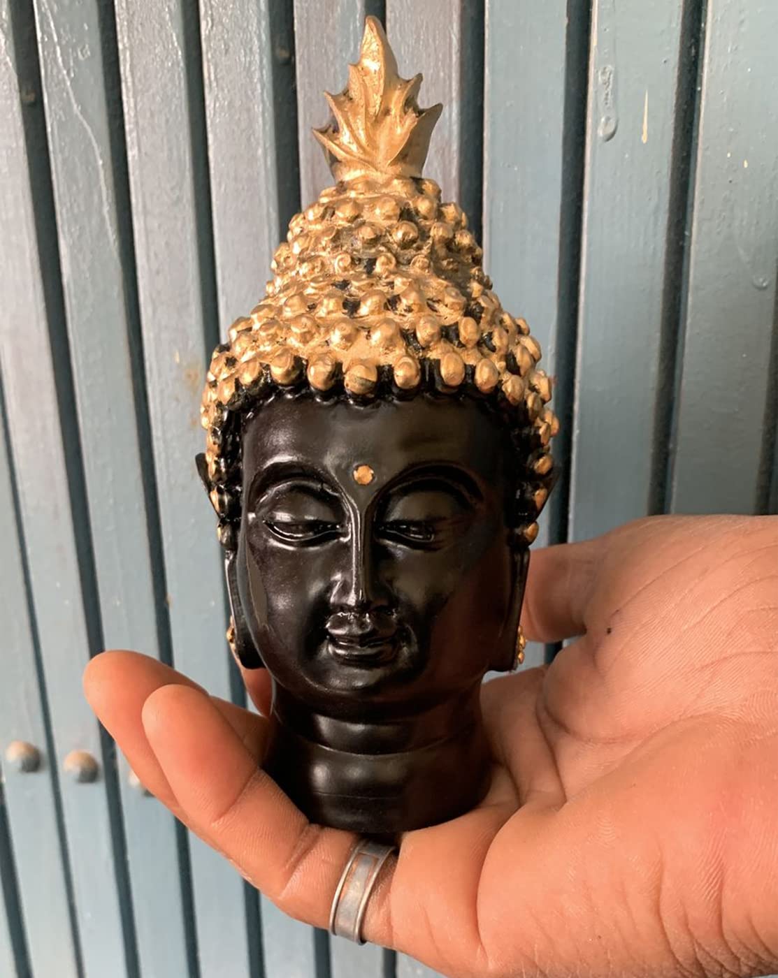 Buddha Head Idol Statue Showpiece (Golden, 13.7 cm X 6.3 cm) - Decoration Items for Home Decor Mandir Temple Pooja Room Living Room Table Office Decorative Gifts