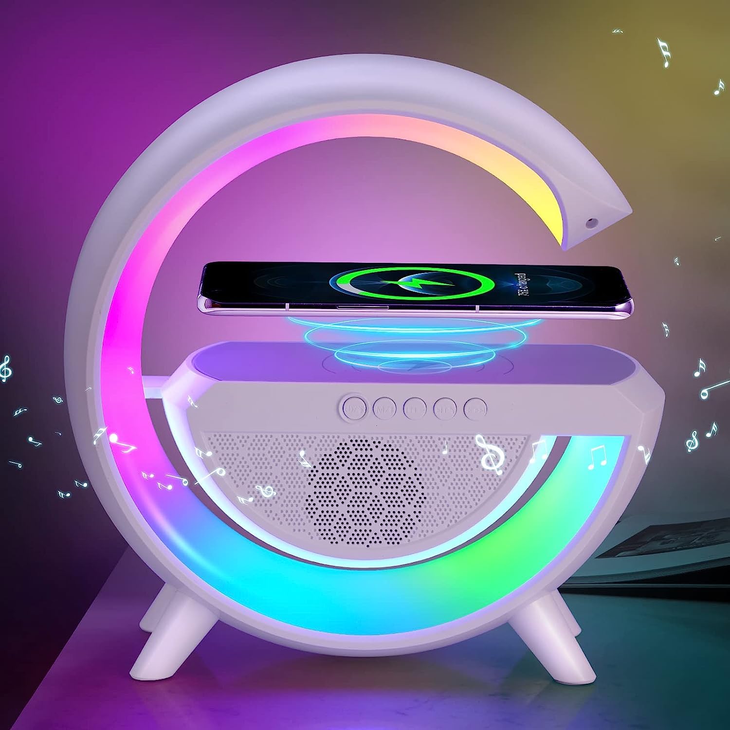 3-in-1 Multi-Function LED Night Lamp with Bluetooth Speaker, Wireless Charging, for Bedroom for Music, Party and Mood Lighting - Perfect Gift for All Occasions blootuth speaker (Media Player) - Bhavnagar Deodap