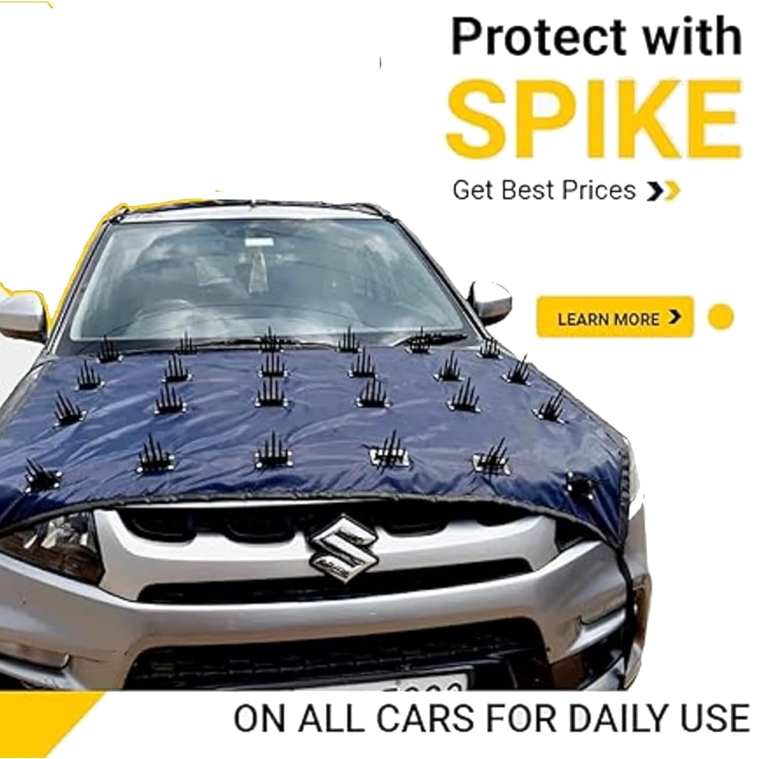 Plastic Car Roof/Bonnet Protection Cover (Spikes) – Universal Fit, Single Pcs, Black, Durable & Stylish, Shields Against Dirt & Damage, Perfect for Outdoor Protection & Car Care