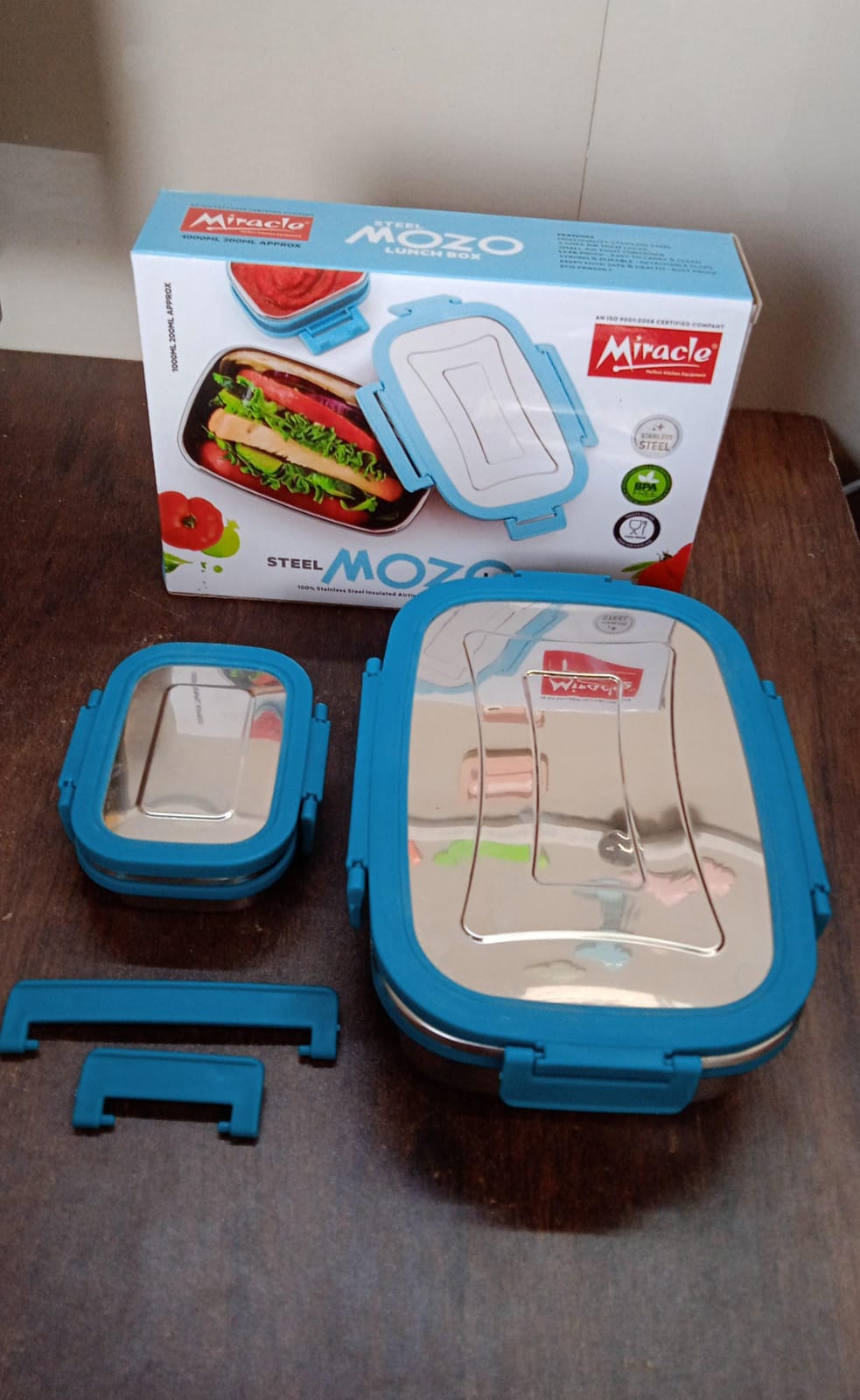 Premium Stainless Steel Lunch Box for Kid, 2 Containers Lunch Box, Perfect Size Meal Lunch Box Set for Office, School and Travelling Tiffin Box  (1000 ML+ 200 ML Approx) - Bhavnagar Deodap