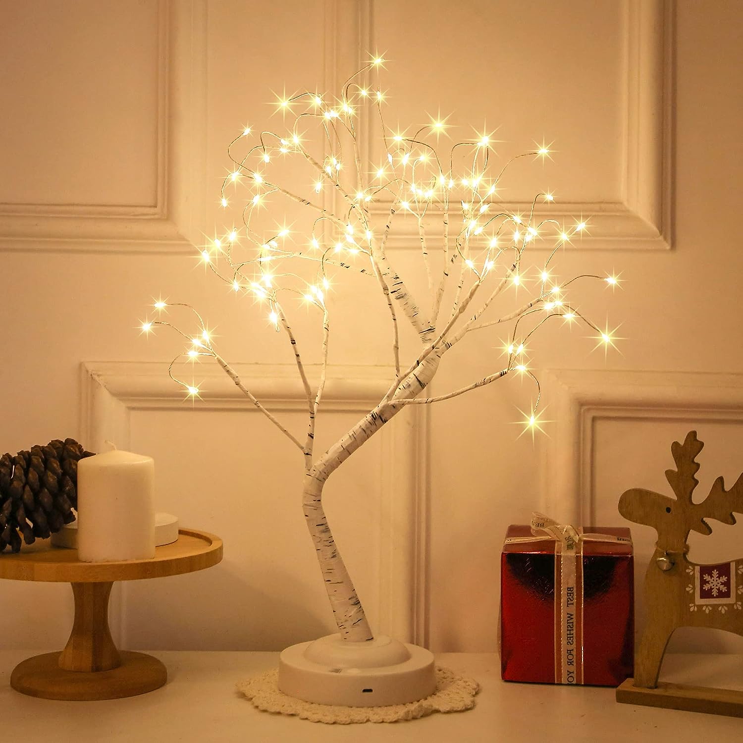 108 LED Birch Tree Lights Artificial Tabletop Fairy Tree Lamp Eight Lighting Modes USB or Battery Operated with Timer Decor for Bedroom Living Room Wedding Christmas Easter - Bhavnagar Deodap