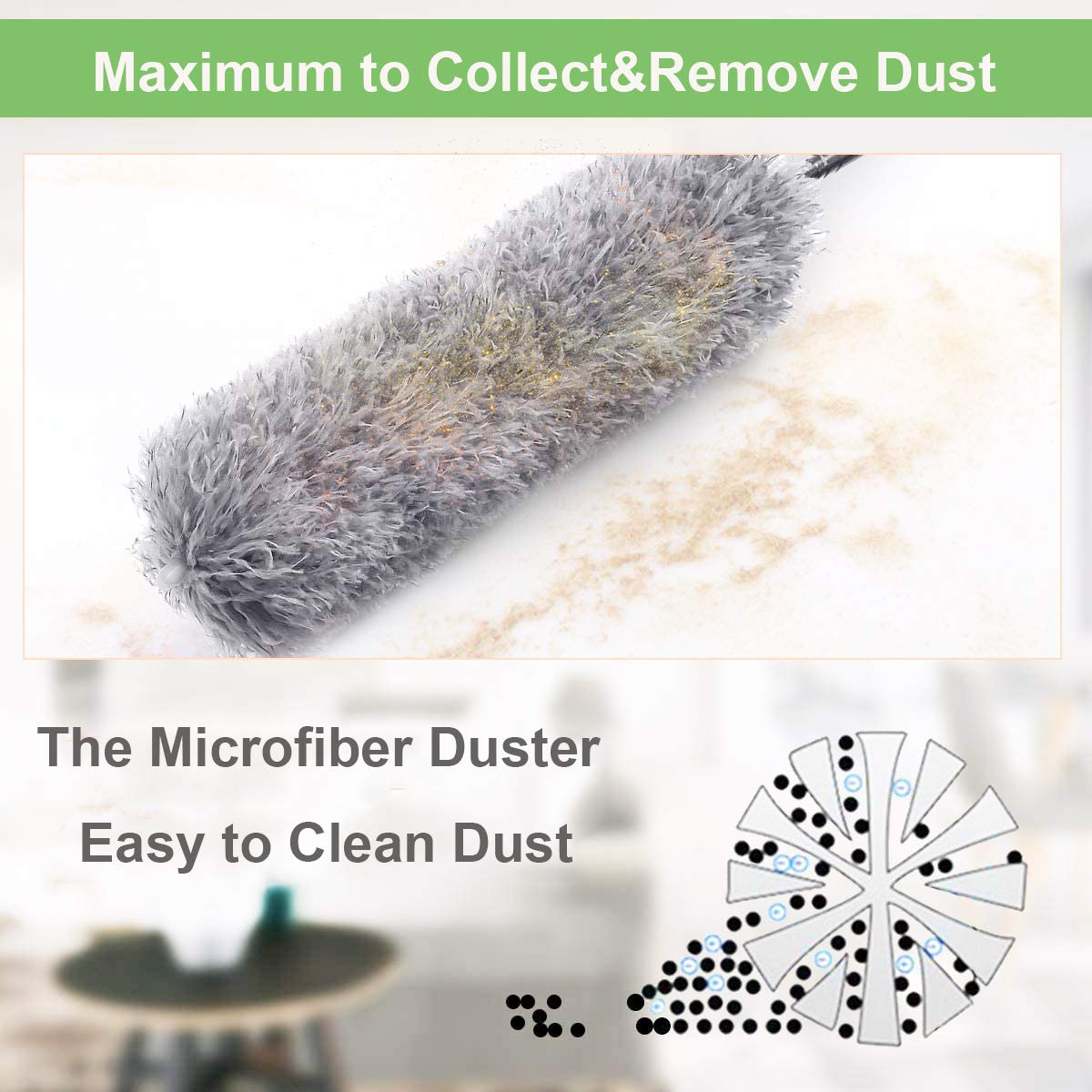 Microfiber Dusters for Cleaning, Telescoping Feather Duster with 100 inches Extendable Handle Pole, Dusting Cleaning Tools for Cleaning High Ceiling, Ceiling Fan, Blinds, Cobwebs, Furniture, Cars - Bhavnagar Deodap