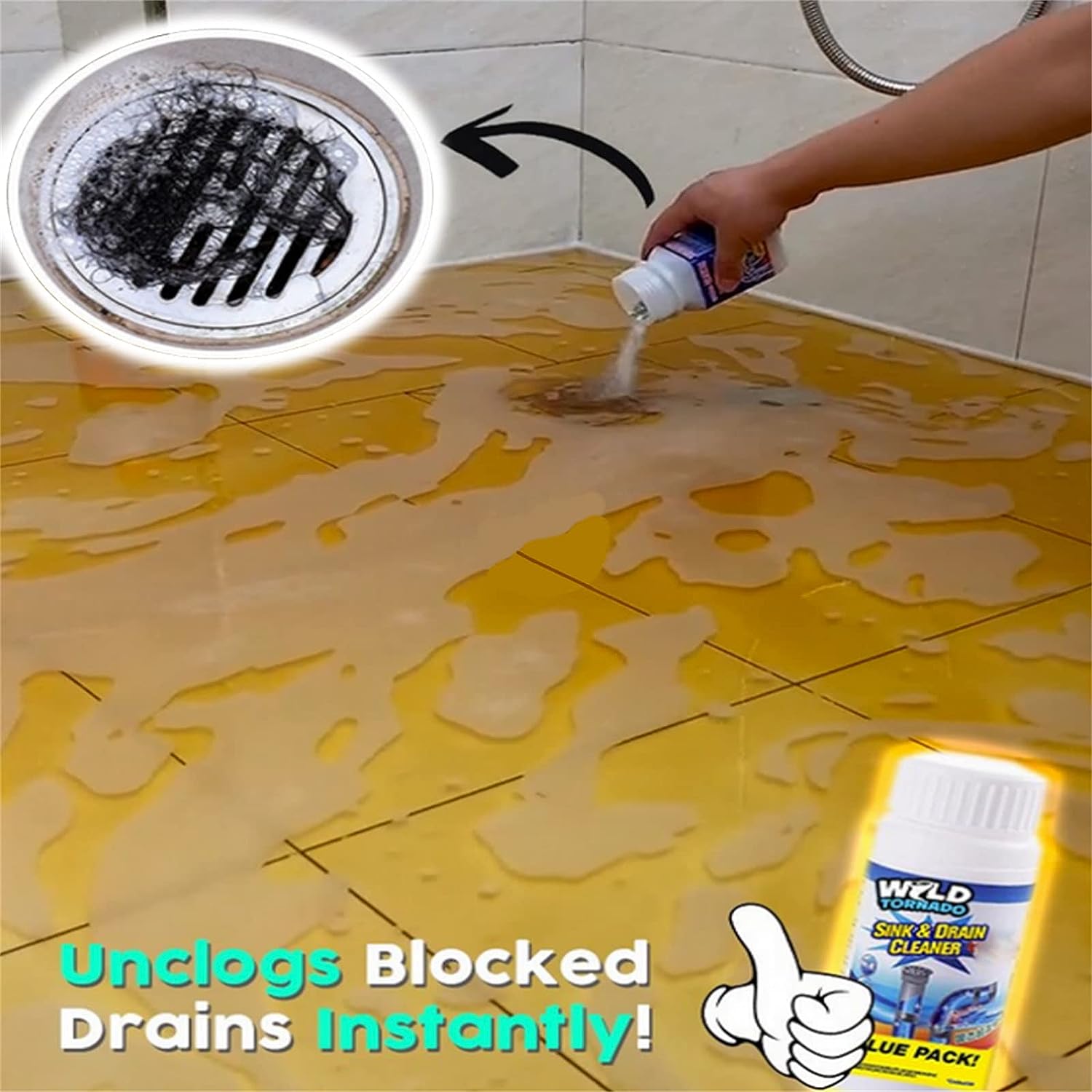 Powerful Sink and Drain Cleaner, Portable Powder Cleaning Tool Super Clog Remover Chemical Powder Agent for Kitchen Toilet Pipe Dredging (110 Gm) - Bhavnagar Deodap