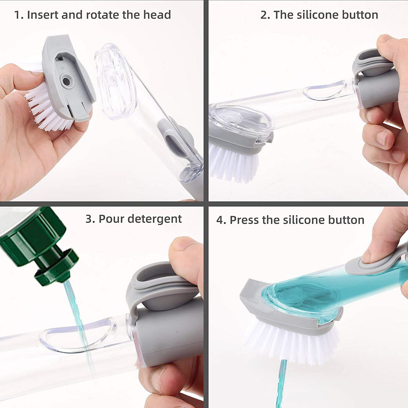 Home & Kitchen Cleaning Brushes, Scrubber, Soap Dispenser Scrub Brush for Pans Pots and Bathtub Sink (2 In 1) - Bhavnagar Deodap