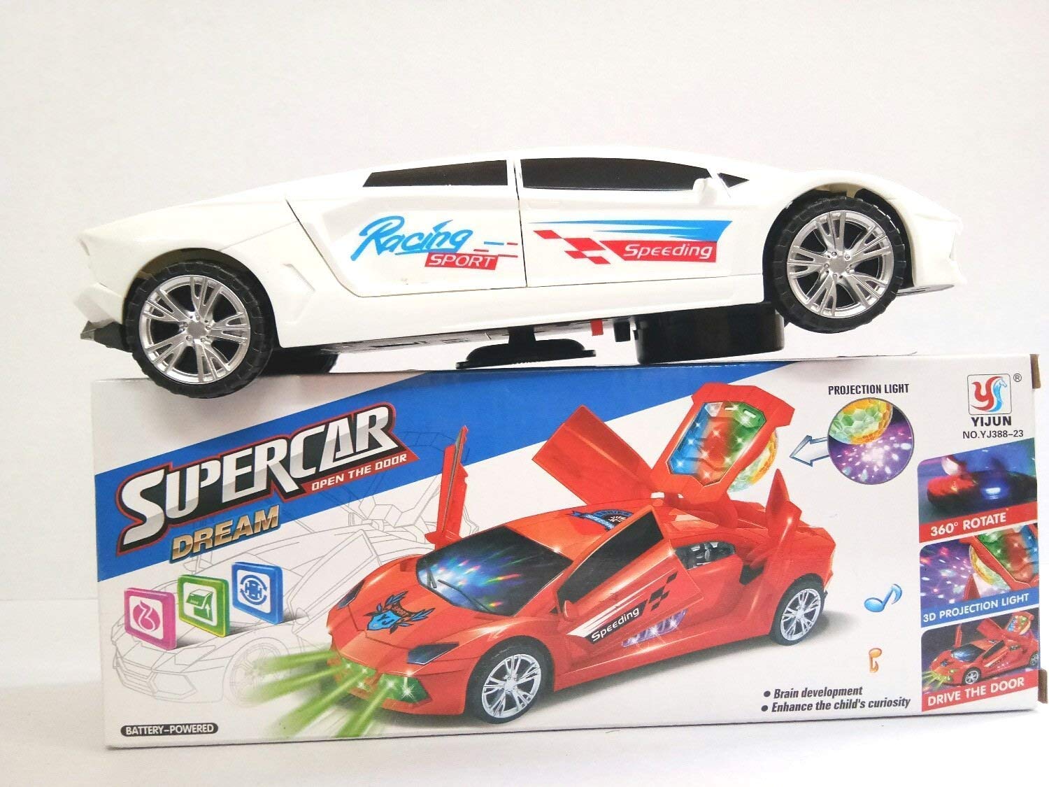 3D Projection Light with Music Opening Doors and 360 Degree Rotation Super Car Toy - Bhavnagar Deodap