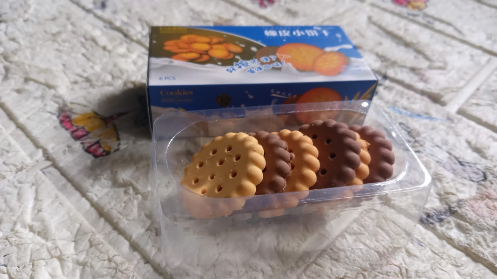 Pack of 6 Erasers Erasers Stationery School Rubber Schools Sketches Office Sign Kid Party Favour Gift Toy Gift Creative Christmas Birthday Gift in Shape Biscuits (6 Pcs Set) - Bhavnagar Deodap