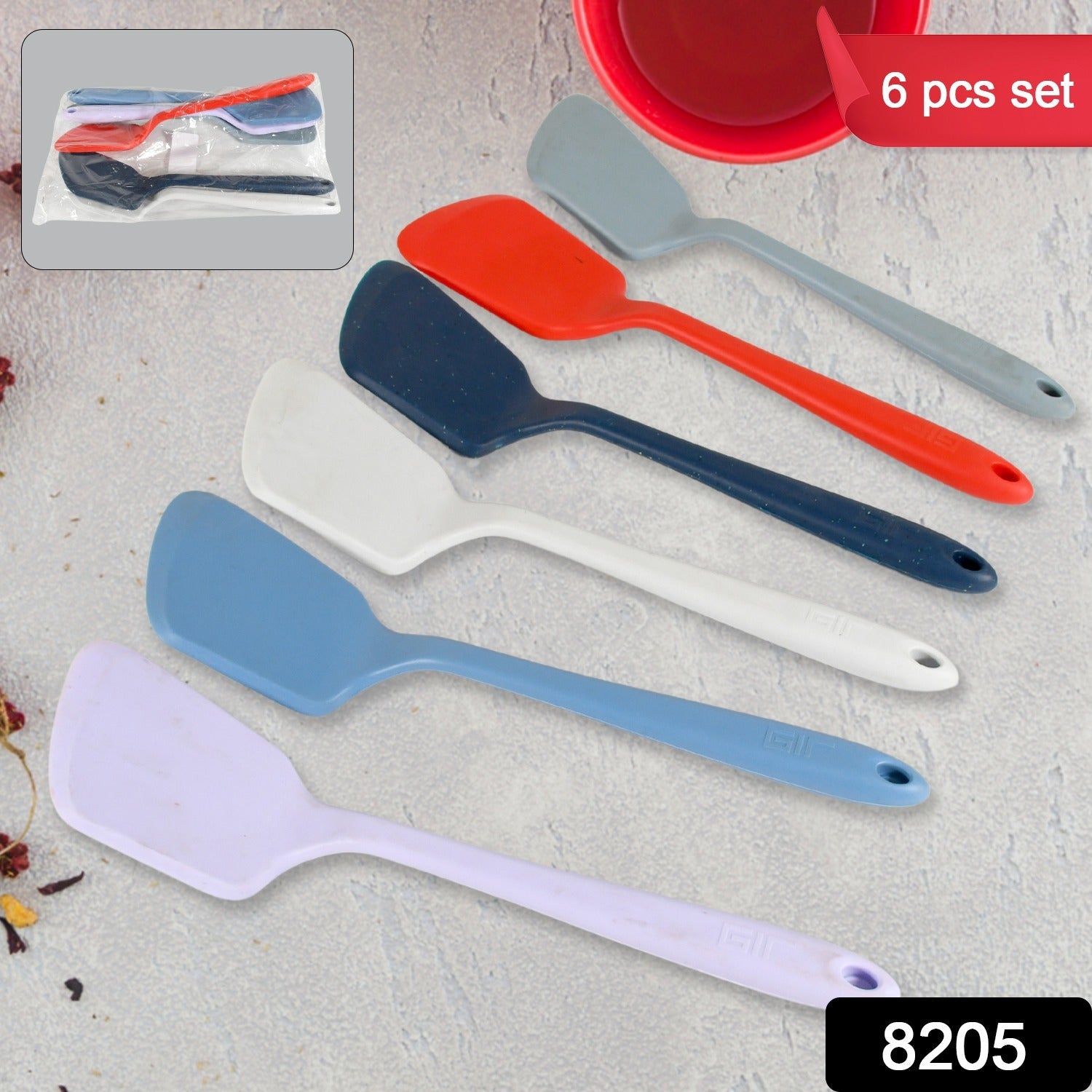 Multipurpose Silicone Spoon, Silicone Basting Spoon Non-Stick Kitchen Utensils Household Gadgets Heat-Resistant Non Stick Spoons Kitchen Cookware Items For Cooking and Baking (6 Pcs Set) - Bhavnagar Deodap