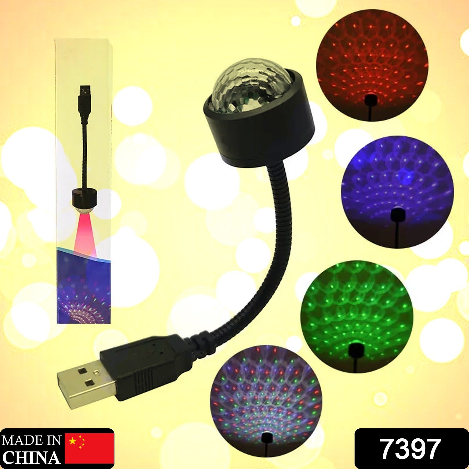 USB Star Night Light Projector and Mini Disco Ball Light, Adjustable Auto Roof Interior Car Ceiling Lights, Flexible Atmosphere Strobe Light Decorations for Bedroom Car Party Ceiling - Bhavnagar Deodap