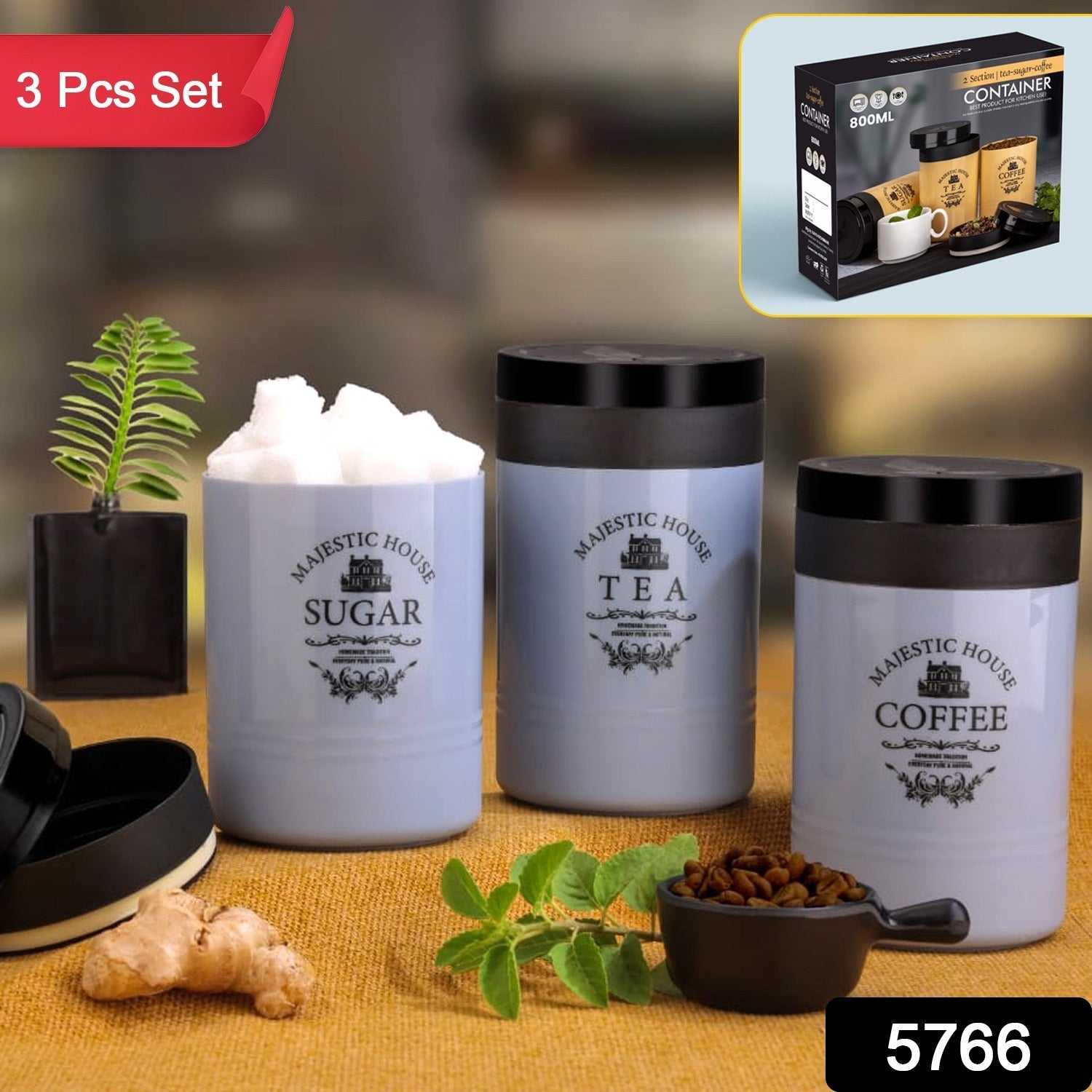 Accurate Seal Tea Sugar Coffee Container - 3 Pcs Plastic Damru Shaped Tea, Coffee, Sugar Canisters Jar, New Airtight Food Seal Containers for Salt, Dry Fruit, Grocery Multicolor (3 Pcs Set) - Bhavnagar Deodap