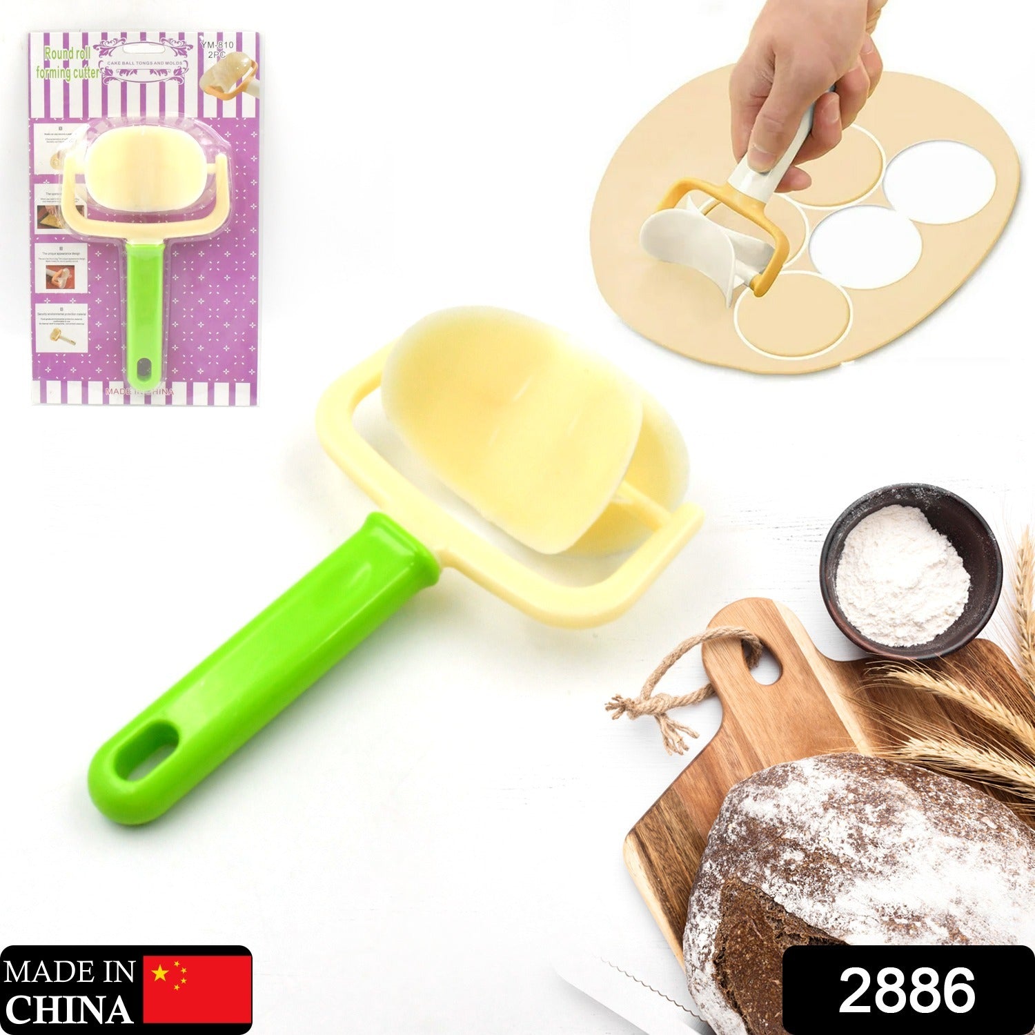 Plastic Round Roll Forming Cutter Cake Ball Tongs and Molds, Puri Cutter, Roller Machine for Baking Tools (1 Pc Mix Color) - Bhavnagar Deodap
