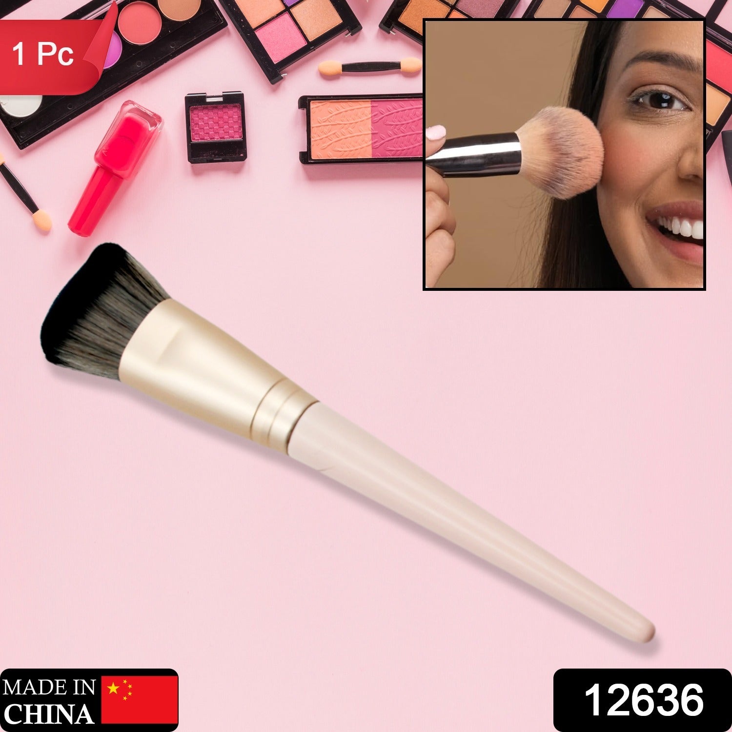 Beauty Face Brushes, Synthetic Bristle Professional Face And Eye Makeup Brushes, For Cream, Liquid And Powder Formulation (1 Pc) - Bhavnagar Deodap