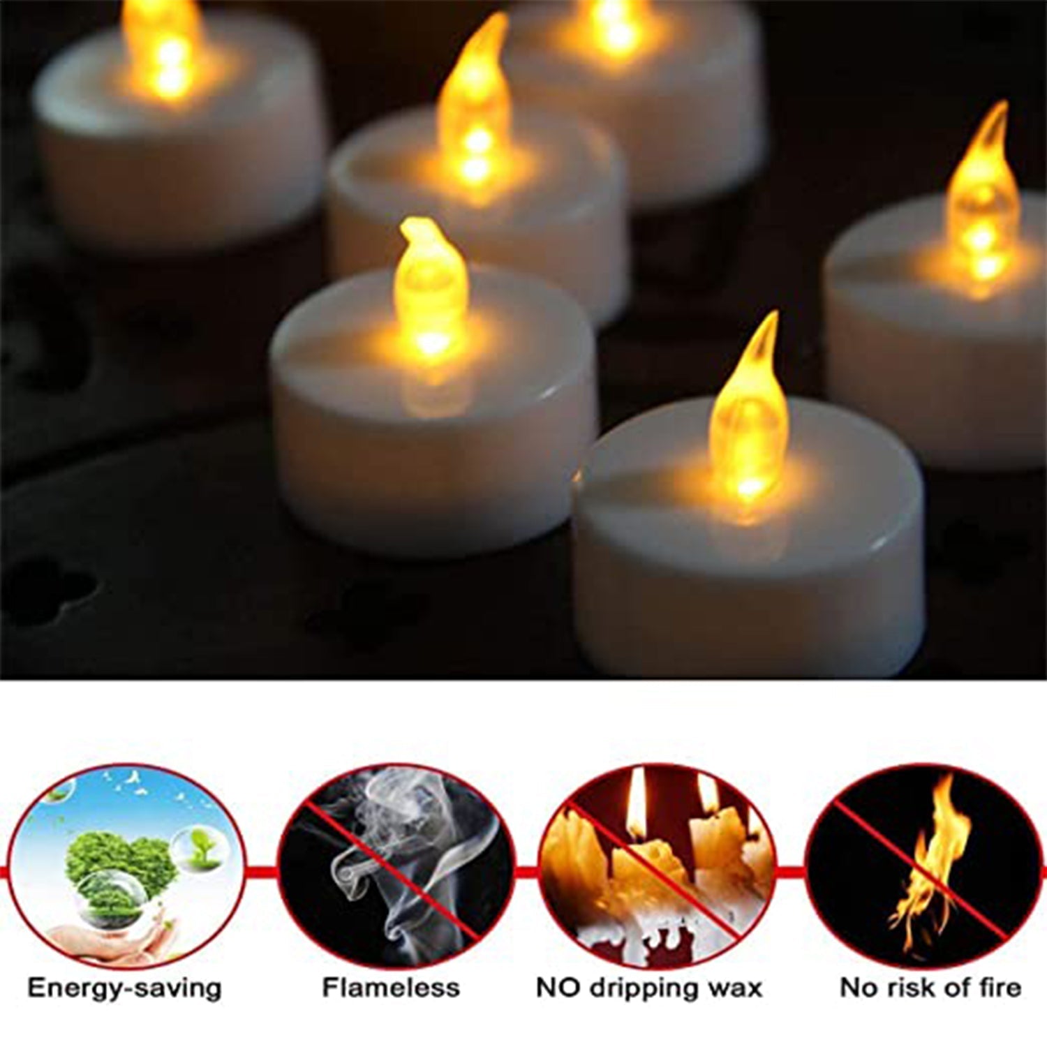 6433 Set of 8Pcs With transparent box. Flameless Floating Candles Battery Operated Tea Lights Tealight Candle - Decorative, Wedding. 