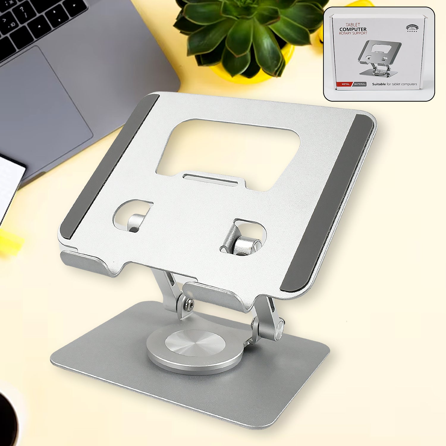 Aluminum Alloy 360°Rotating Bracket, Adjustable Laptop Stand, Portable Foldable Ergonomic Laptop Support - Bhavnagar Deodap