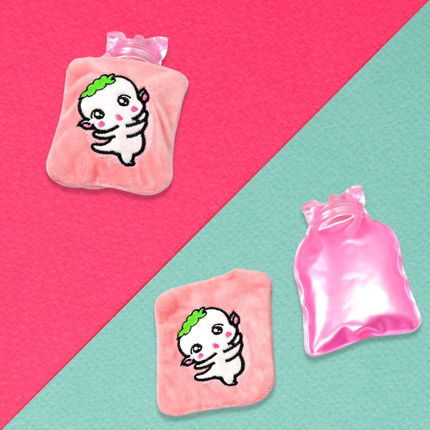 Pink Cartoon Small Hot Water Bag with Cover for Pain Relief - Bhavnagar Deodap