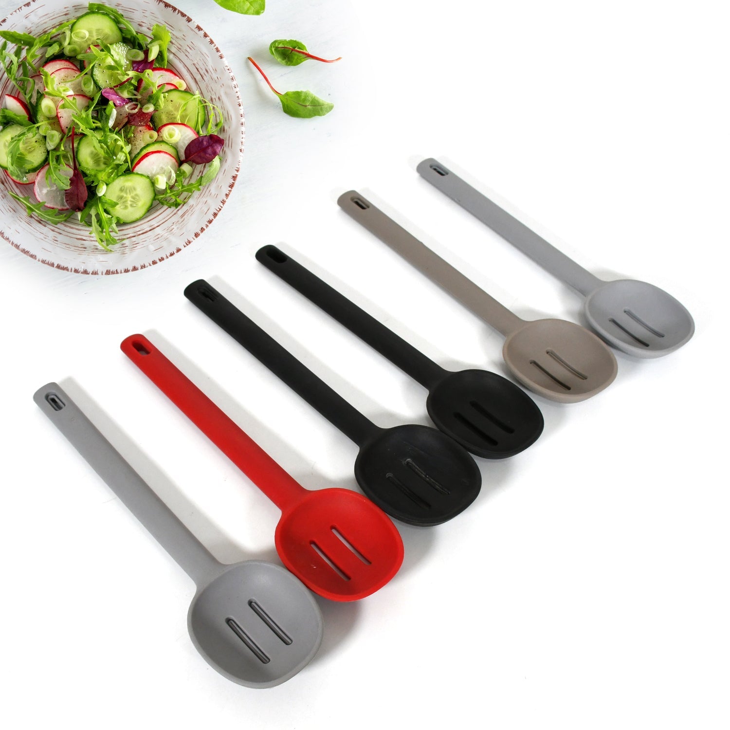 Multipurpose Silicone Spoon, Silicone Basting Spoon Non-Stick Kitchen Utensils Household Gadgets Heat-Resistant Non Stick Spoons Kitchen Cookware Items For Cooking and Baking (6 Pcs Set) - Bhavnagar Deodap