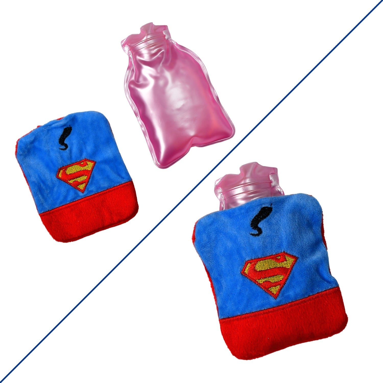 Superman Print Small Hot Water Bag with Cover for Pain Relief - Bhavnagar Deodap