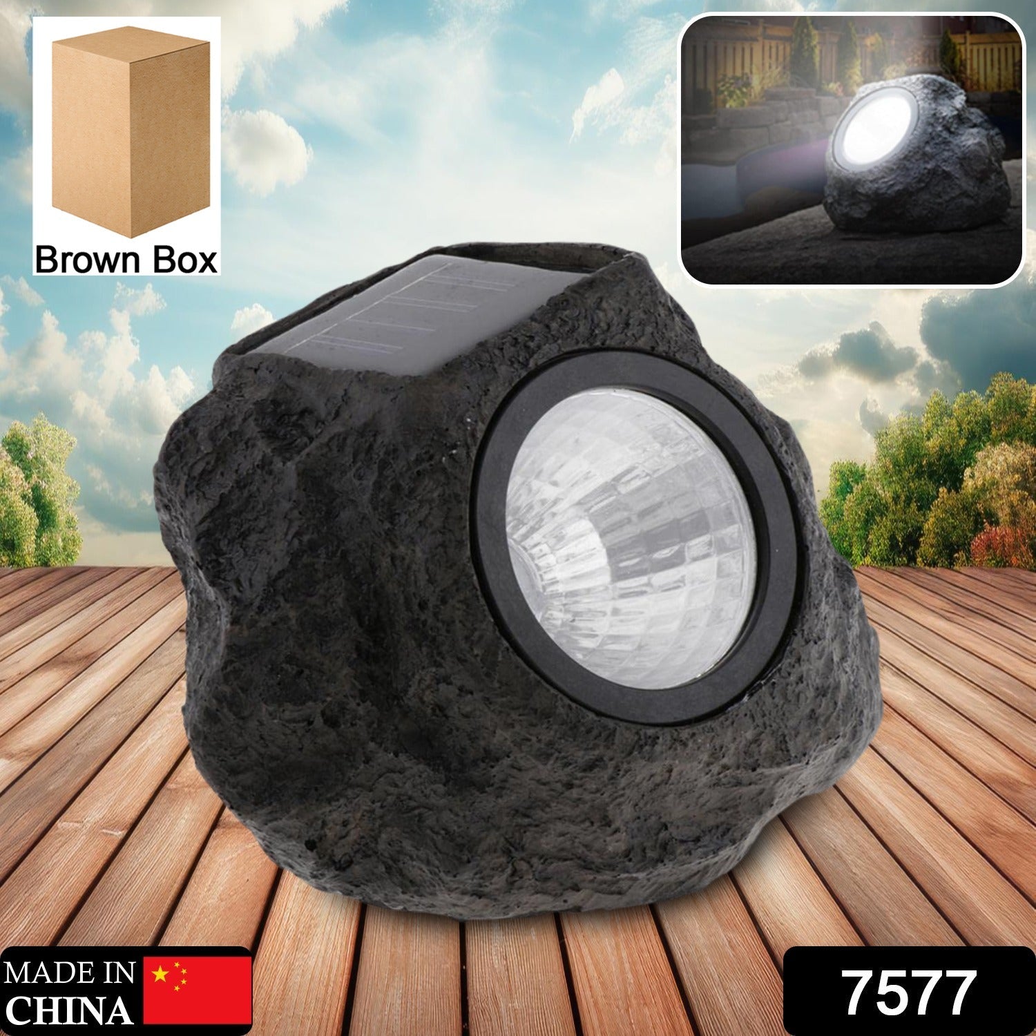 Solar Powered LED Rock Light Solar Powered LED Spotlight Faux Stone for Pathway Landscape Garden Outdoor Patio Yard (1 Pc) - Bhavnagar Deodap