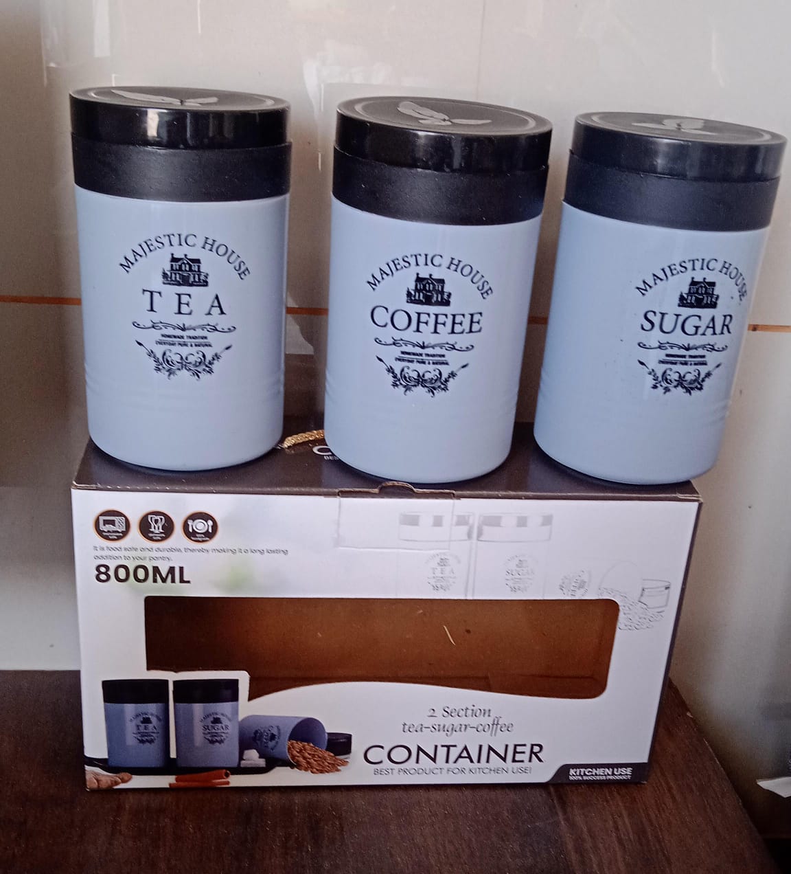Accurate Seal Tea Sugar Coffee Container - 3 Pcs Plastic Damru Shaped Tea, Coffee, Sugar Canisters Jar, New Airtight Food Seal Containers for Salt, Dry Fruit, Grocery Multicolor (3 Pcs Set) - Bhavnagar Deodap