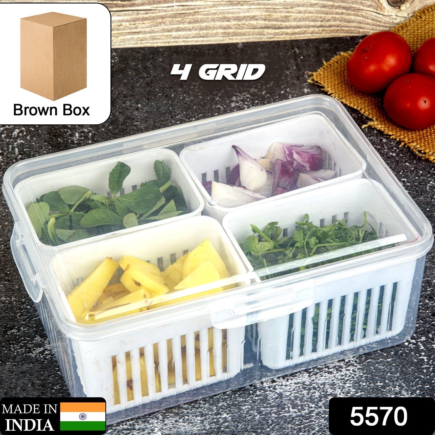 Fridge Storage Boxes Freezer Storage Containers, Container for Kitchen Storage Set, Storage in Kitchen, Vegetable Storage, Draining Crisper Refrigerator Food Box (1 Pc) - Bhavnagar Deodap