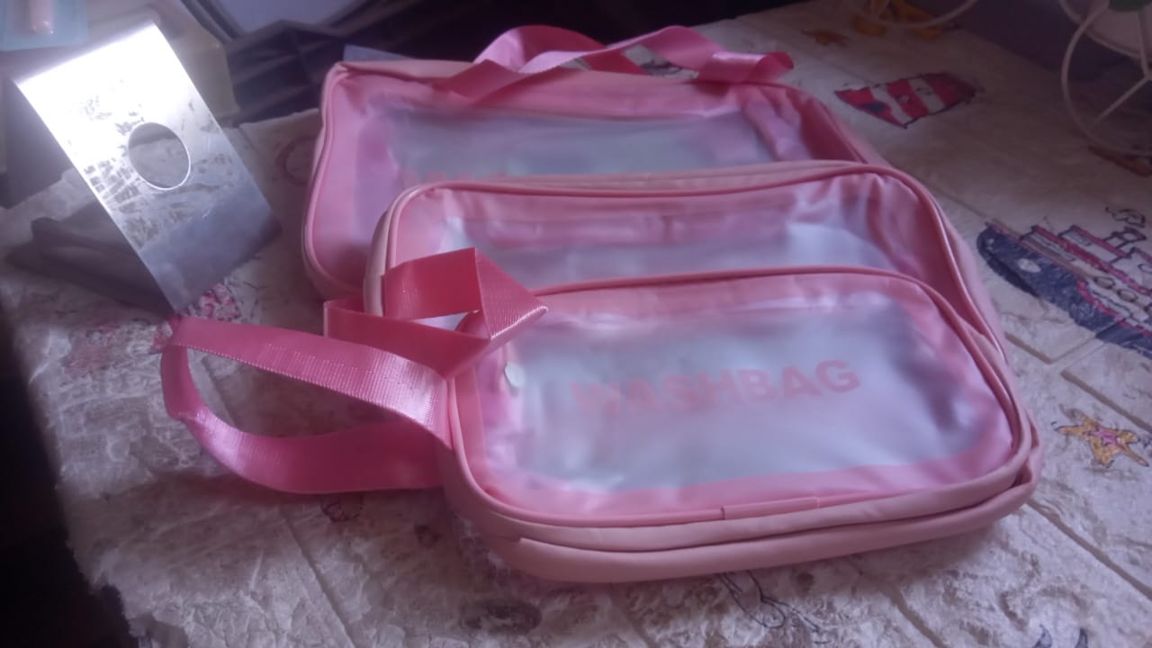 Cosmetic Pouch, Make up Bag for Home & Travel, Toiletry Bag for Cosmetics, Brushes, Accessories Set of 3 Small, Medium & Big - Wash Bag - Bhavnagar Deodap