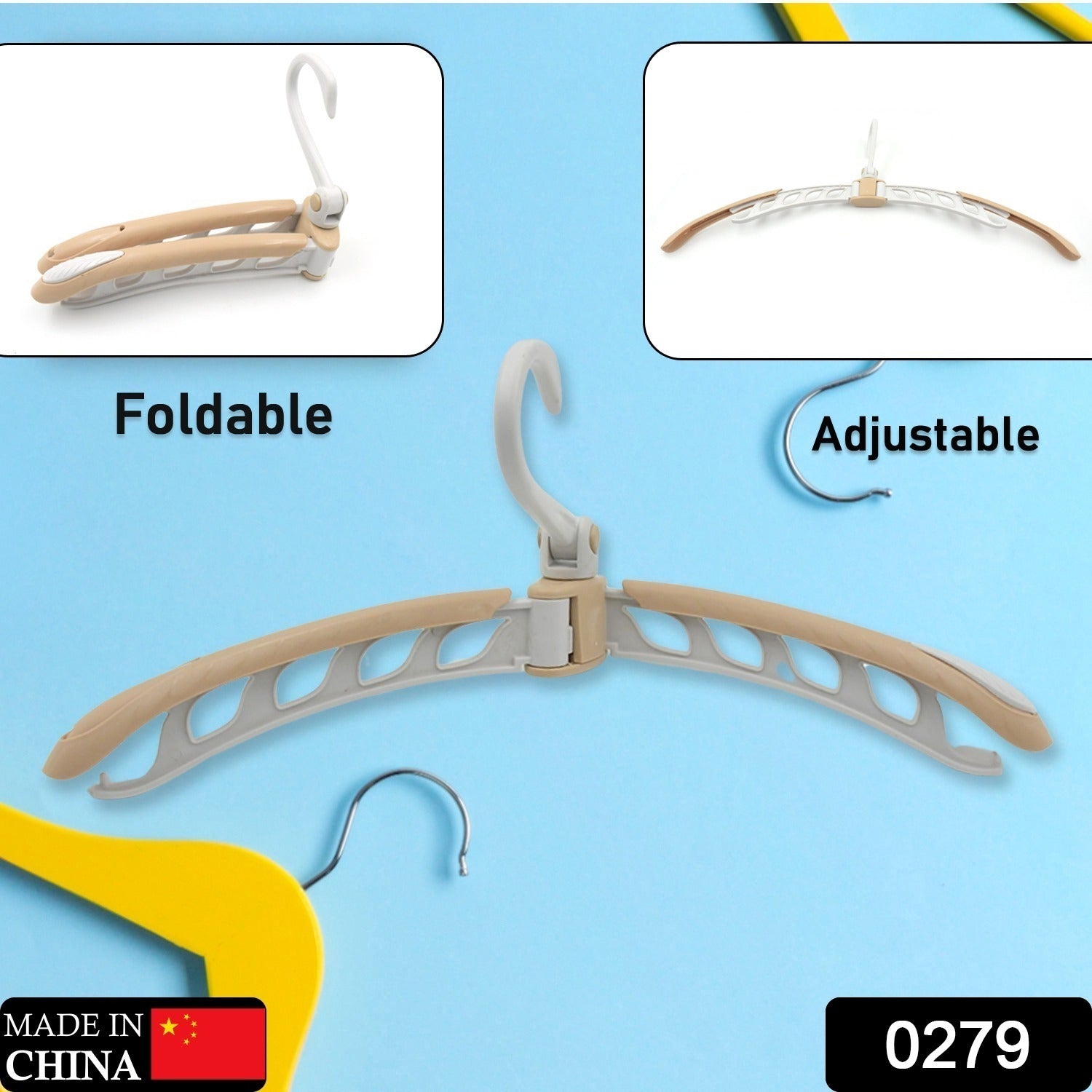 Portable Folding Clothes Hanger (1 Pc): 360° Rotation, Travel, Adjustable - Bhavnagar Deodap