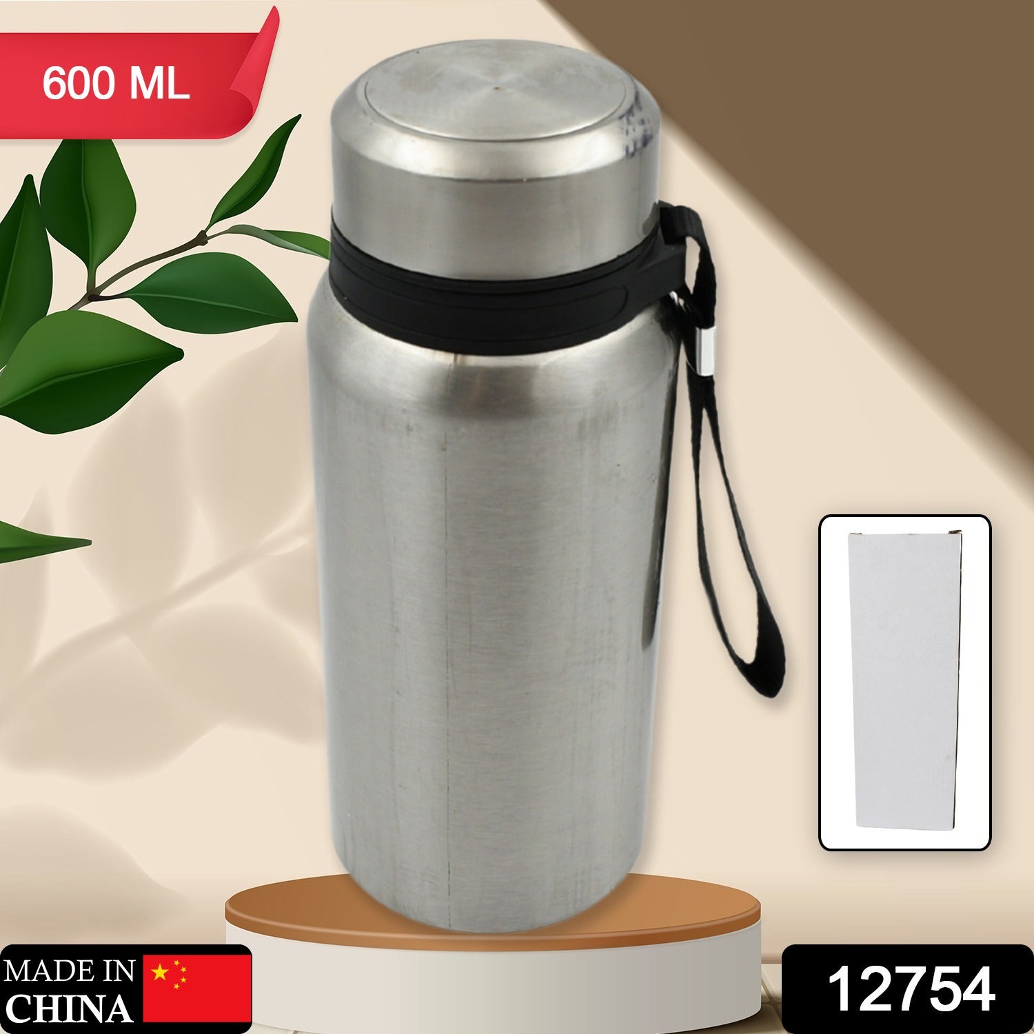 Stainless Steel Water Bottle With Dori Easy to Carry Leak Proof, Rust Proof, Hot & Cold Drinks, Gym Sipper BPA Free Food Grade Quality, Steel fridge Bottle For office / Gym / School (600 Ml) - Bhavnagar Deodap