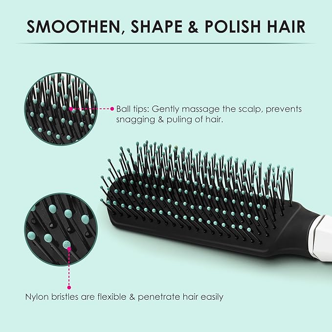 Classic Flat Hair Brush with Strong & flexible nylon bristles for - Bhavnagar Deodap
