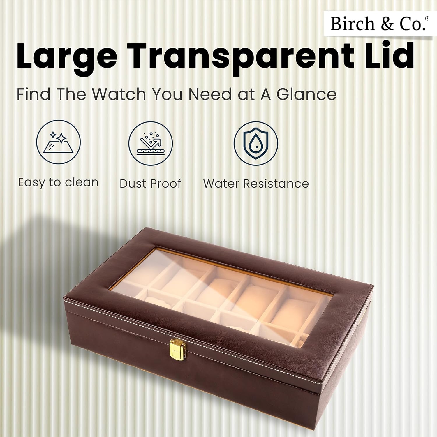 Leather Watch Box Organizer - Watch Case Box Men - Watch Organizer Storage Tray Women - Wrist Watch Holder 12 Slots - Sleek And Display Case All Watch Enthusiasts, Mohagany, Brown