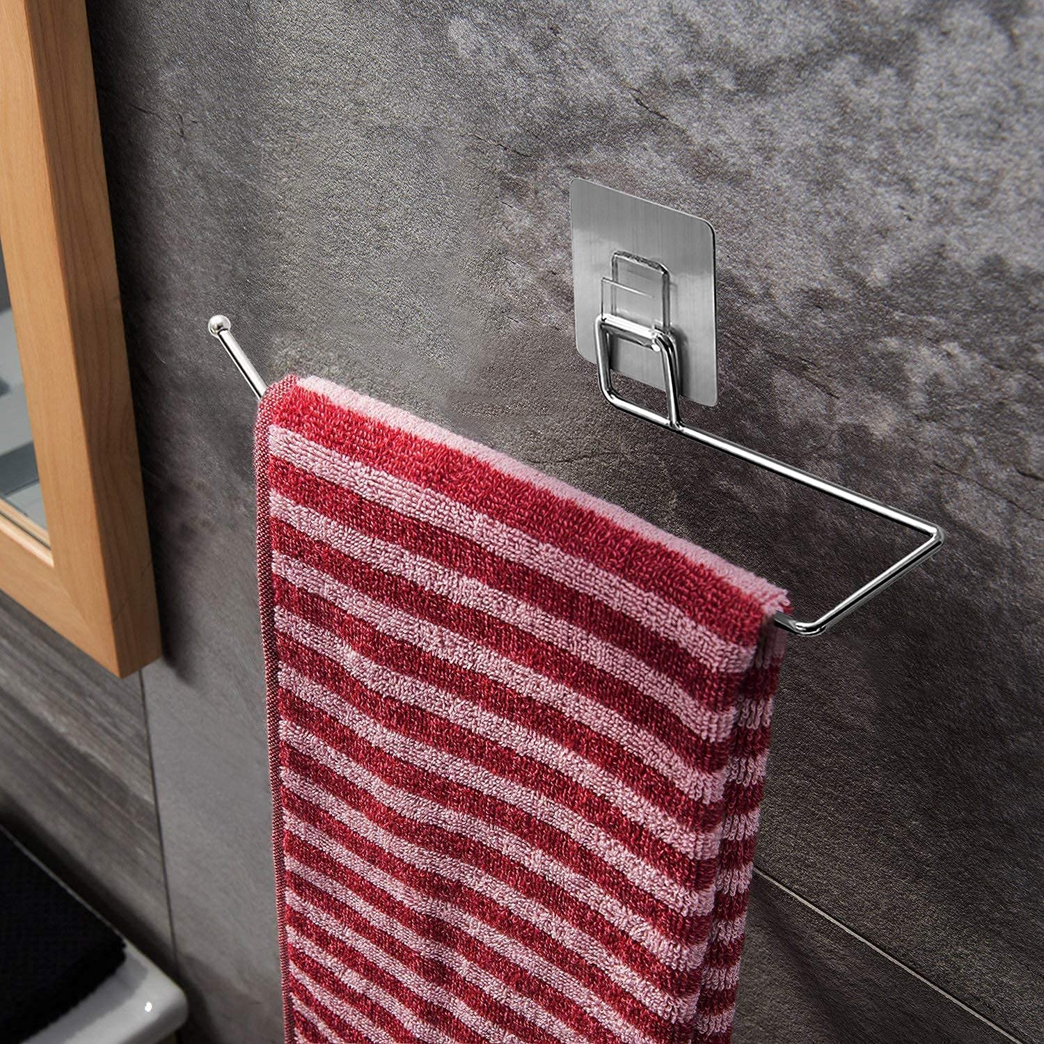 Stainless Steel Drill Free Self-Adhesive Paper Roll Holder Tissue Paper Stand Towel Bar Hanger Kitchen Towel Holder for Kitchen Bathroom Toilet (Pack of 1) - Bhavnagar Deodap