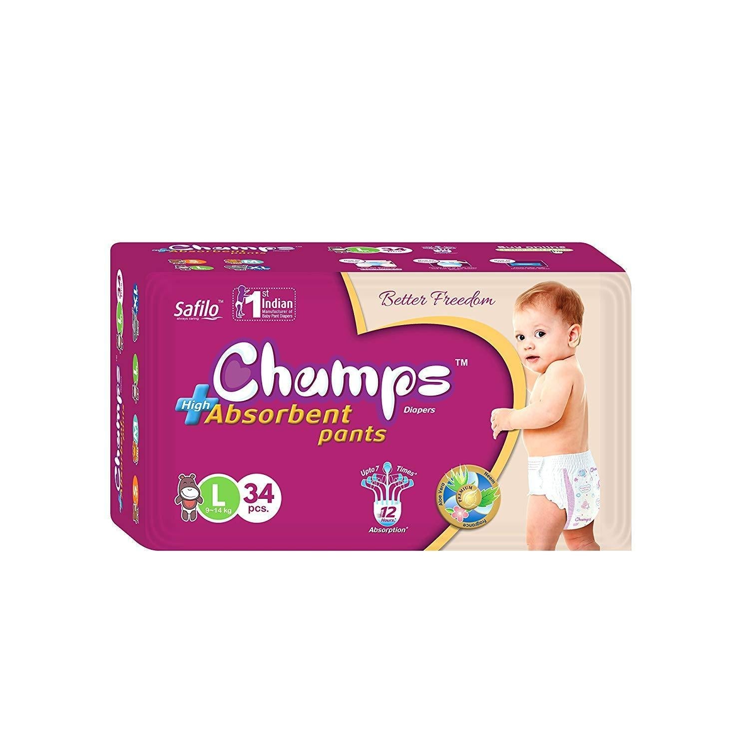 Premium Champs High Absorbent Pant Style Diaper Small, Medium and Large Size Diaper - Bhavnagar Deodap