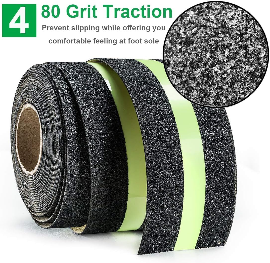 Anti Slip Grip Tape, Non-slip Traction Tapes with Glow in the Dark Reduce the Risk of Slipping for Indoor or Outdoor Stair Tread Step and Other Slippery Surfaces - Keeps You Safe, 2 Inch x 10Feet