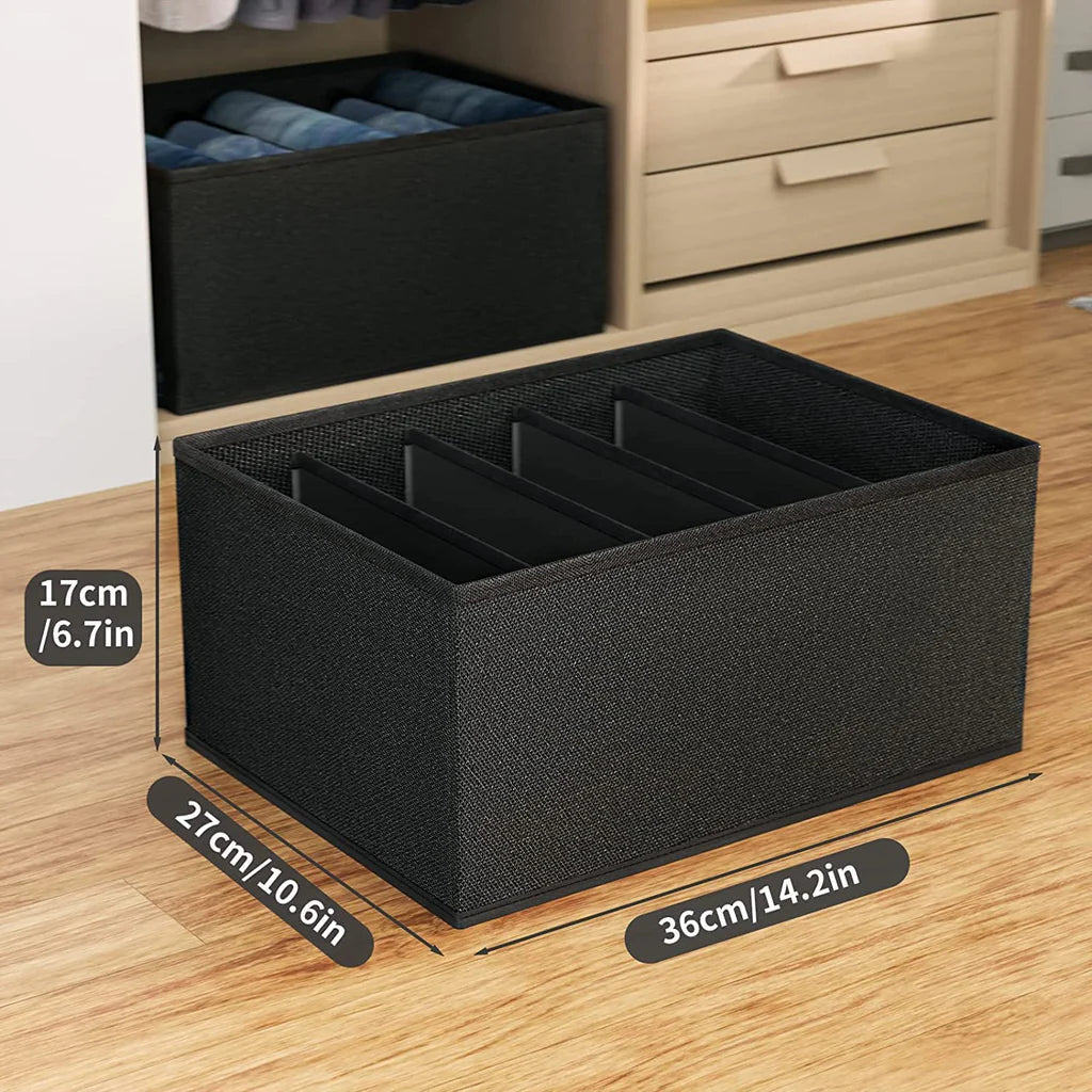 Folded Clothes Drawer Organizer for Jeans, Sweater, Dresses, T-shirts (Pack of 1, Black) - Bhavnagar Deodap