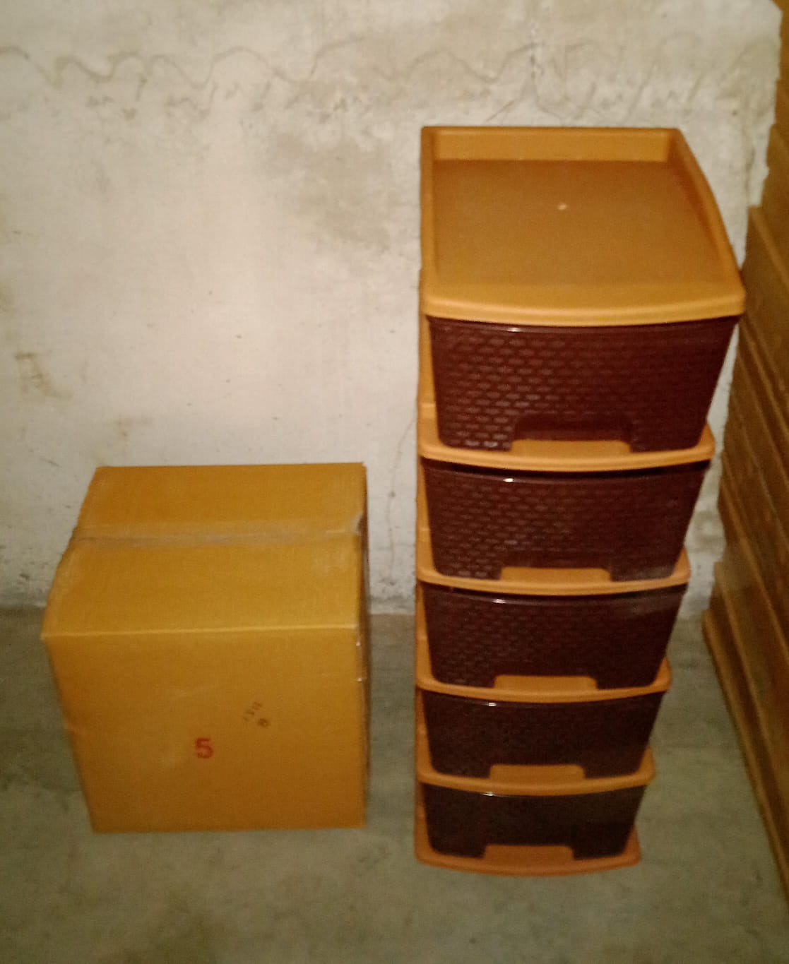 5tier Plastic Modular Drawer System For Multiple Use (Brown colour) - Bhavnagar Deodap