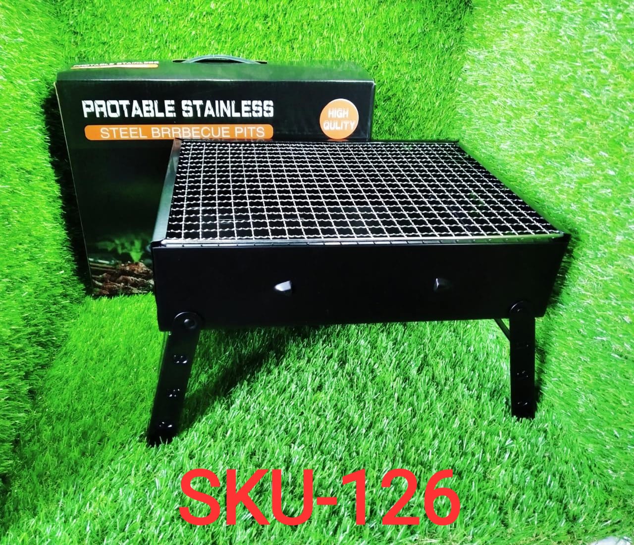 126 Folding Barbeque Charcoal Grill Oven (Black, Carbon Steel) 