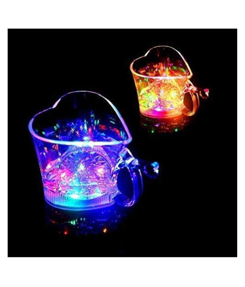 Heart Shape Activated Blinking Led Glass Cup - Bhavnagar Deodap