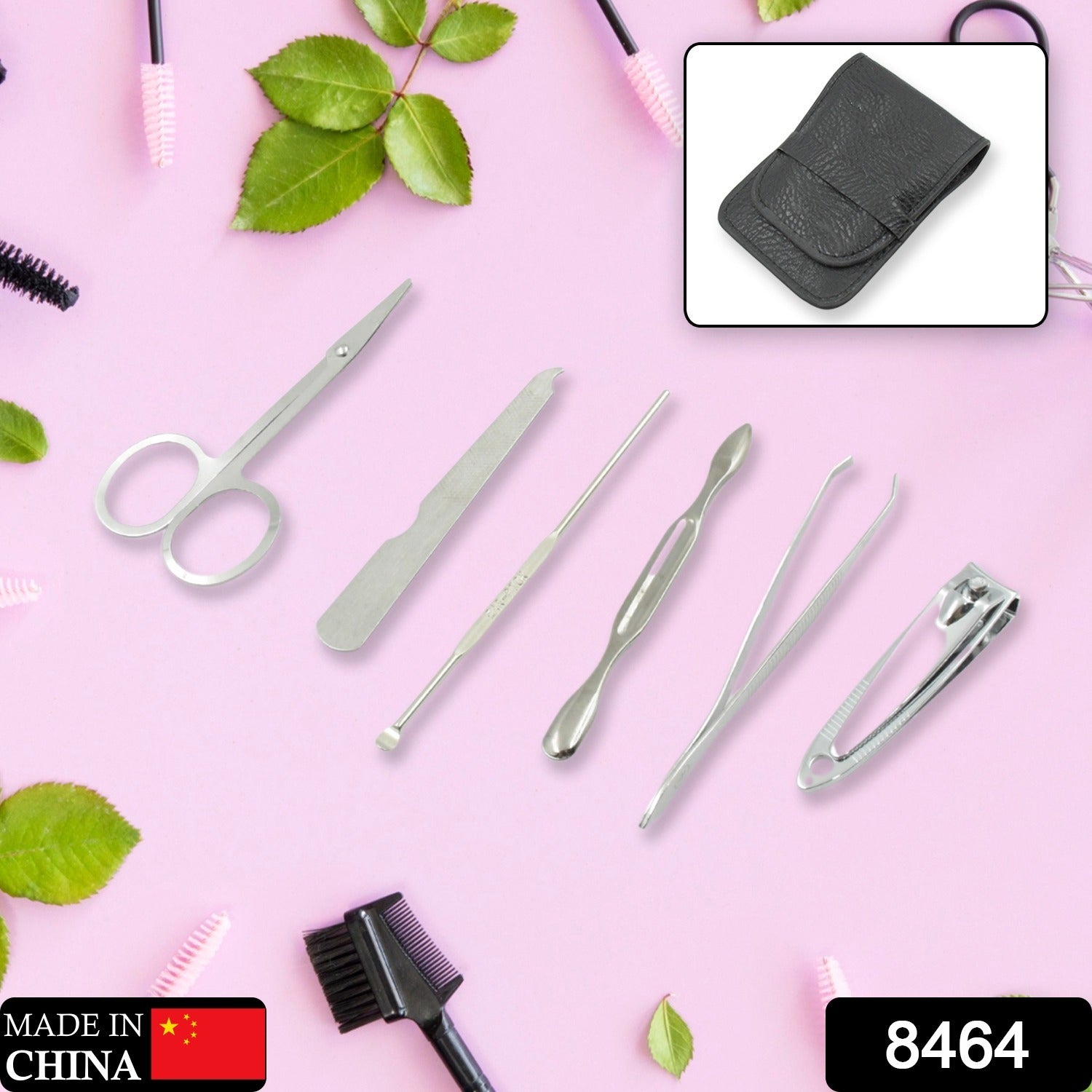 6In1 Nail Clipper Kit Fingernail Clipper, Manicure Set, Stainless Steel Nail Cutter Set ,Manicure Tool, Nail Clippers Care Tools with Lightweight and Beautiful Travel Leather Case (6 Pc Set) - Bhavnagar Deodap