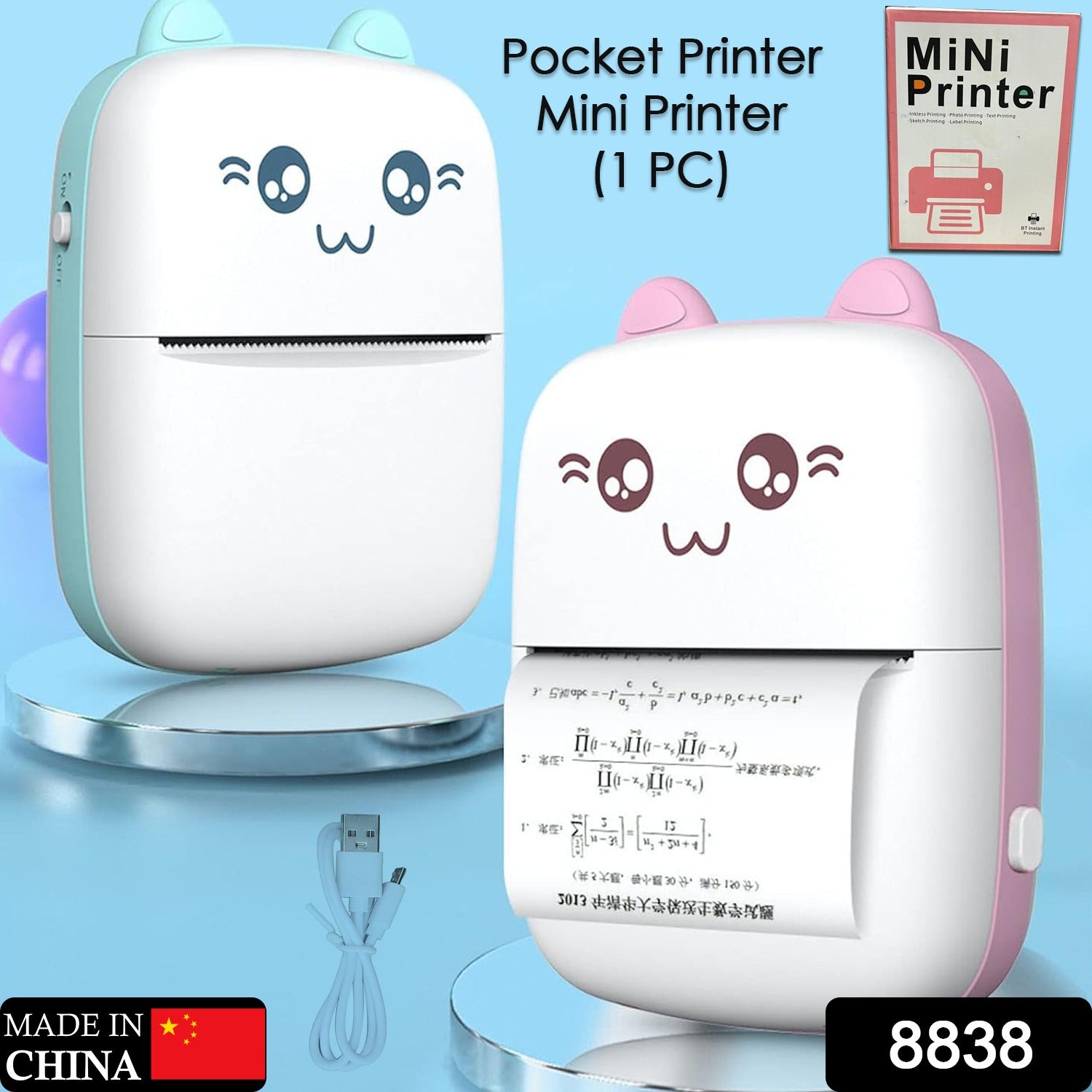 Pocket Mini Printer, Mobile Phone Bluetooth Connection Wireless Mini Thermal Printer with Android or iOS APP for Pictures, Portable Smart Printer,Contains 1 Rolls Thermal Paper, with Fast Paper Output for Photo Image - Bhavnagar Deodap