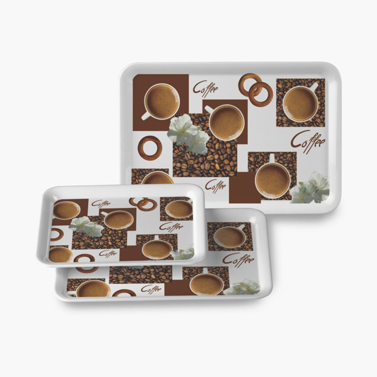 Serving Tray Set  (Pack of 3 Pcs) (Small, Medium, Large) (Multicolour) - Bhavnagar Deodap