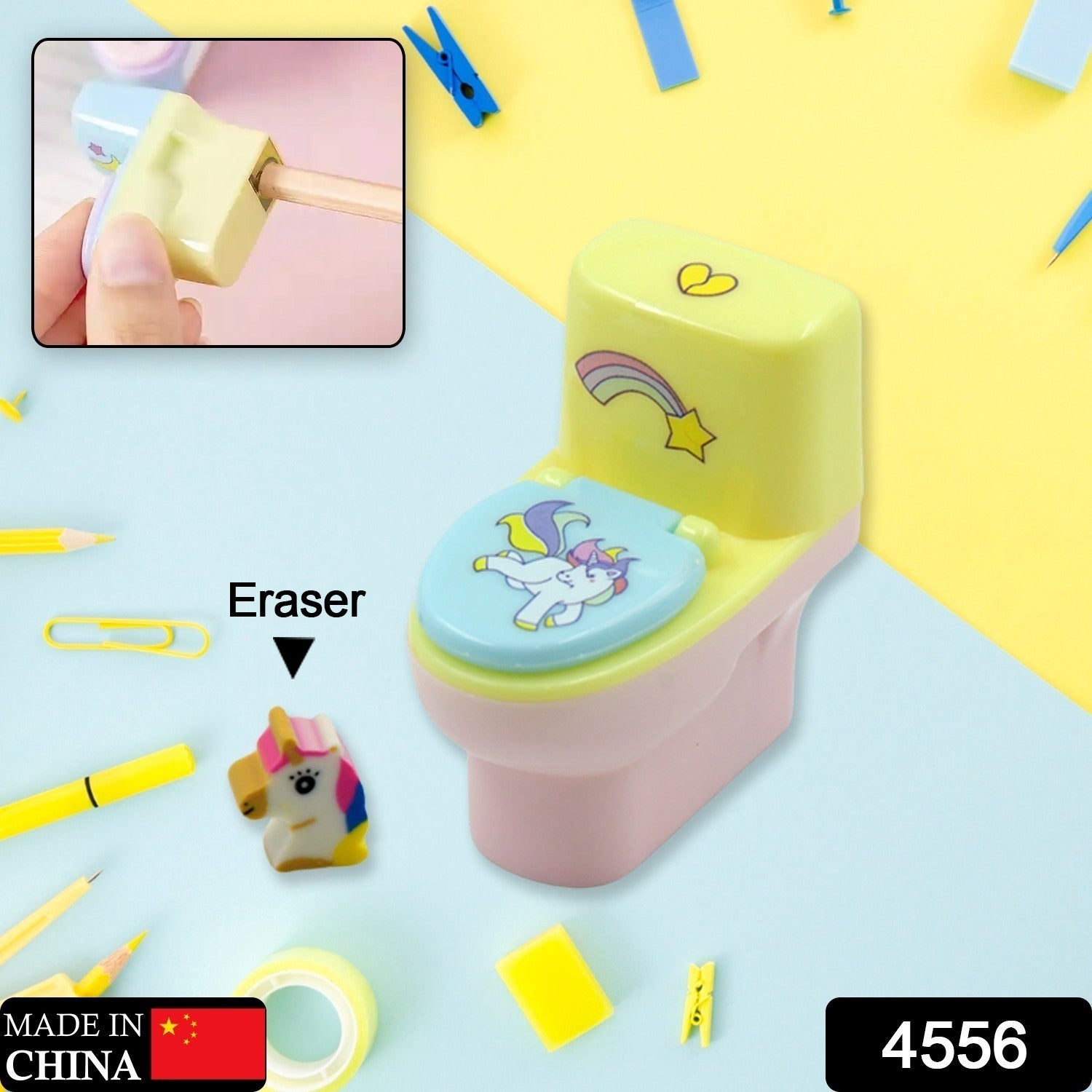 Fun & Functional! Toilet Pencil Sharpener with Eraser (2 Pc Set) - Bhavnagar Deodap