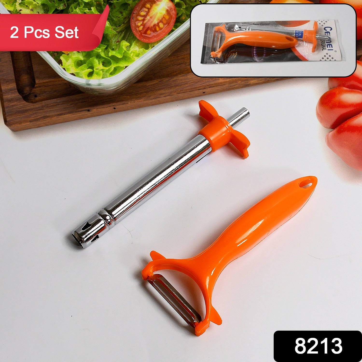 2 in 1 Kitchen Combo Lighter, Stainless Steel Durable Gas Lighter with Vegetable Cutter Peeler, For Kitchen Steel Gas Lighter (2 Pc Set) - Bhavnagar Deodap