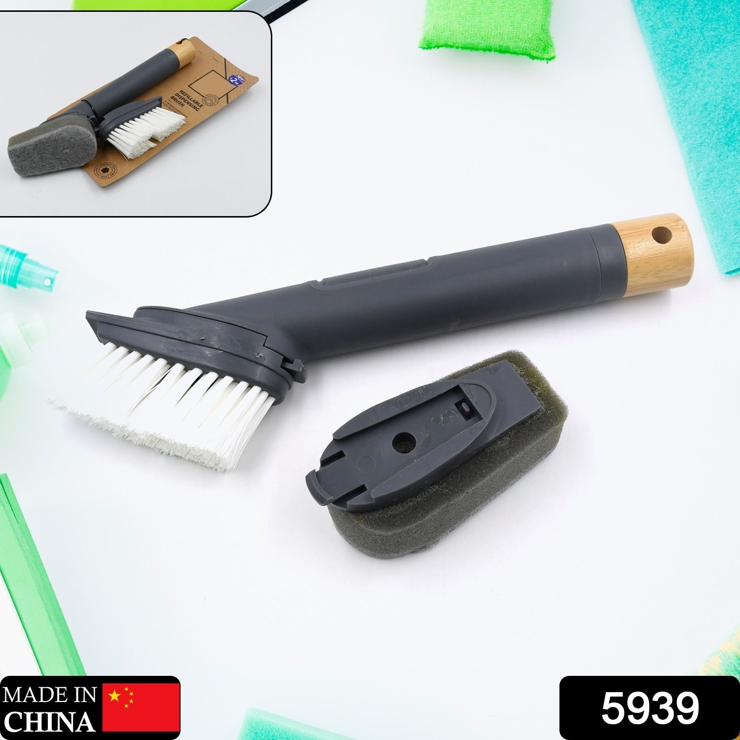 Cleaning Brushes Set, Scrub Brush Bathroom Brush, Long Handle Liquid Dispenser Pot Washing Brush - Bhavnagar Deodap