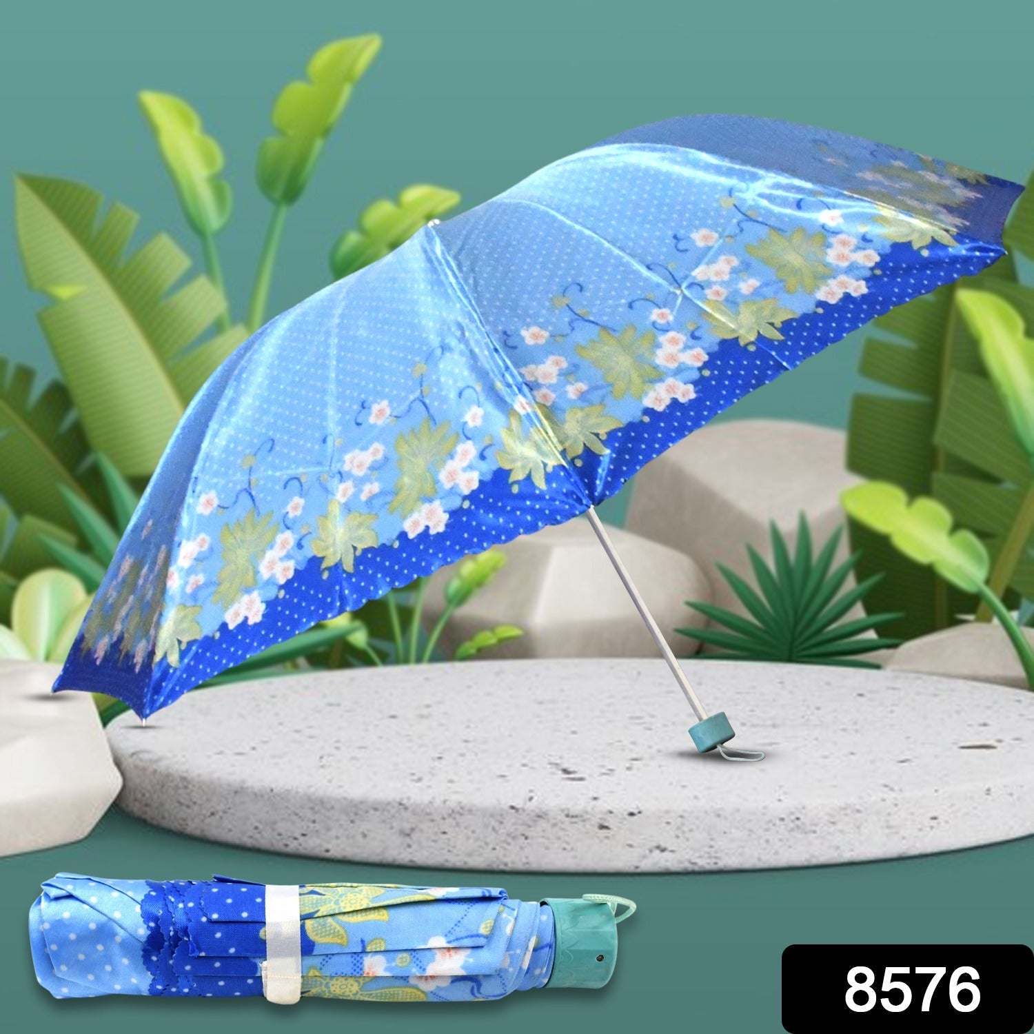 3-Fold Sun Protective Solid Foldable Outdoor Umbrella, Portable Sun, UV Protection Lightweight Rain Umbrella For Girls, Women, Men, Boys (1 pc) - Bhavnagar Deodap