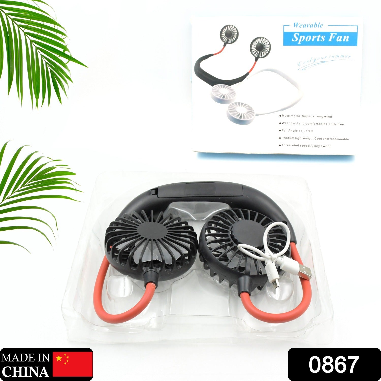 Hand Free Personal Fan - Portable USB Battery Rechargeable With Battery Comaprtment Mini Fan - Headphone Design Wearable Neckband Fan Necklance Fan Cooler Fan for Home, Sport, Camping, Beach, Travel, Office (Battery Not Included) - Bhavnagar Deodap