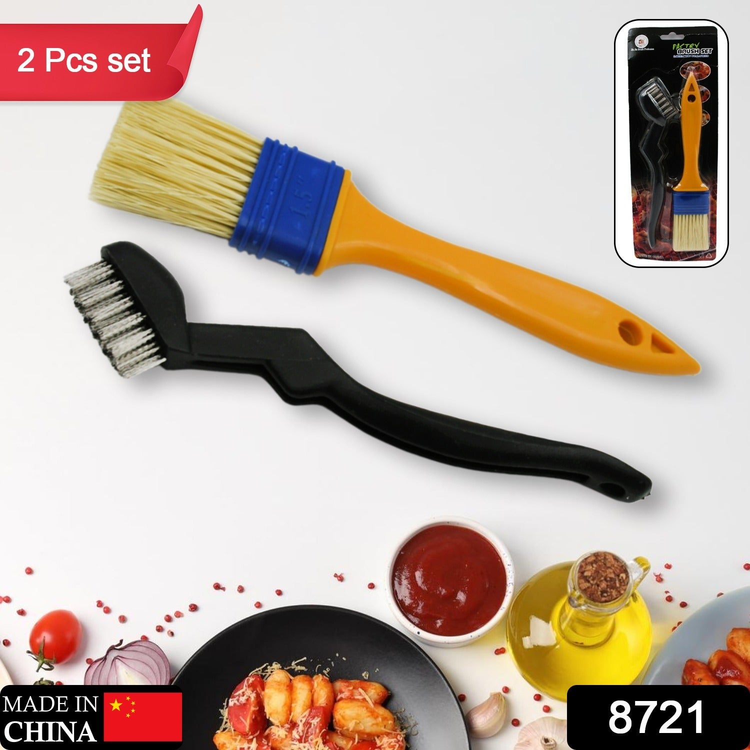 Multifunction Basting Brush for Cooking Pastry Brush Baking Food Butter Brush Dusting Brush for Cooking Grease Brush for Baking Dishwasher Safe Grilling / Hairbrush / Corn (2 Pcs Set) - Bhavnagar Deodap