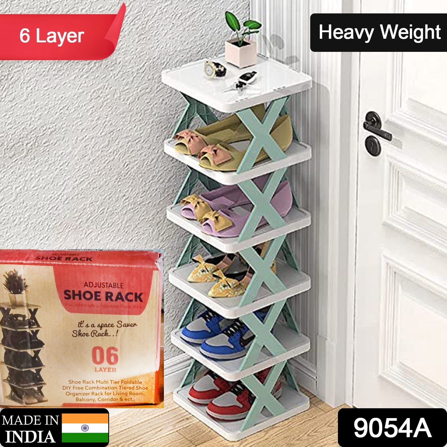 6 LAYER SHOE RACK DESIGN LIGHTWEIGHT ADJUSTABLE PLASTIC FOLDABLE SHOE CABINET STORAGE PORTABLE FOLDING SPACE SAVING SHOE ORGANIZER HOME AND OFFICE - Bhavnagar Deodap