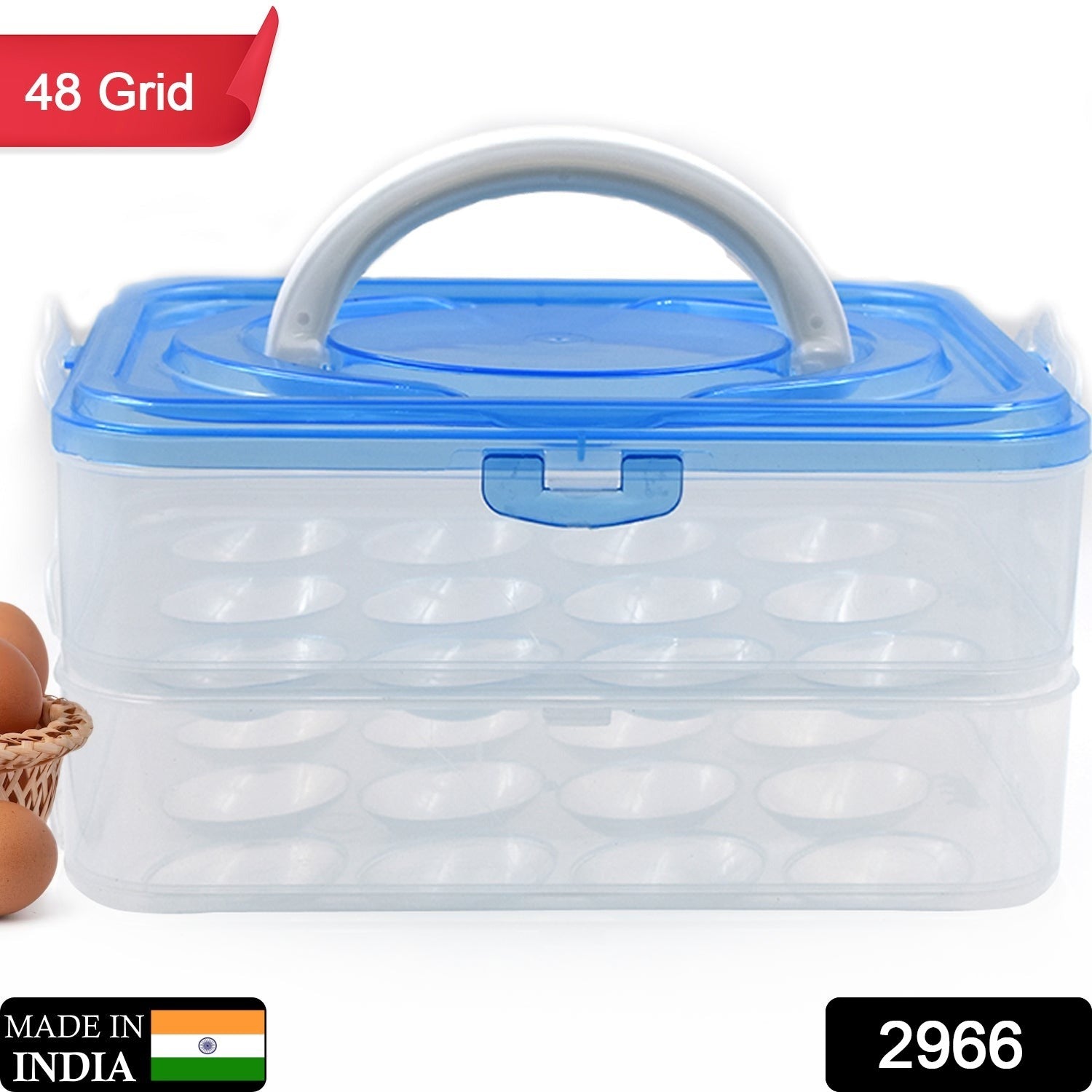 Double Layer Premium 48 Grid Egg Storage Box for Egg Storage Container - Bhavnagar Deodap