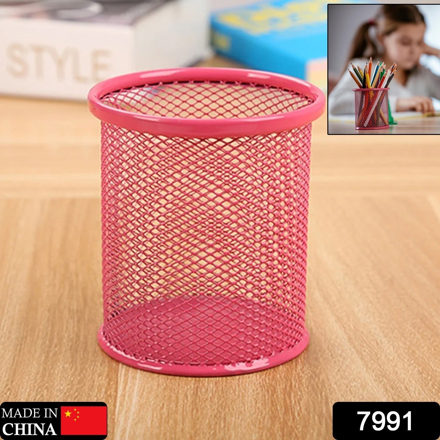 Metal Mesh Pen Holder for Desk (1 Pc): Pen Stand, Pencil Organizer, Stationery Storage - Bhavnagar Deodap